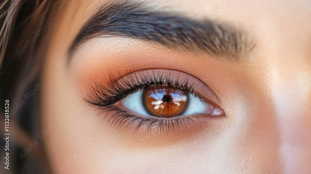 Naklejka premium Captivating Latina Beauty with Radiant Brown Hues and Long Lashes