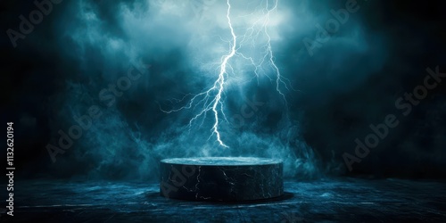 Large, round, black object with a lightning bolt on it