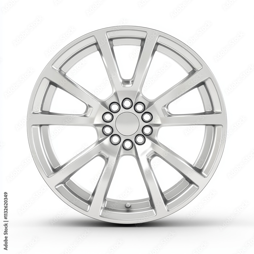 Fototapeta premium Exquisite Chrome Deep Dish Wheels - High-End Craftsmanship on White Background