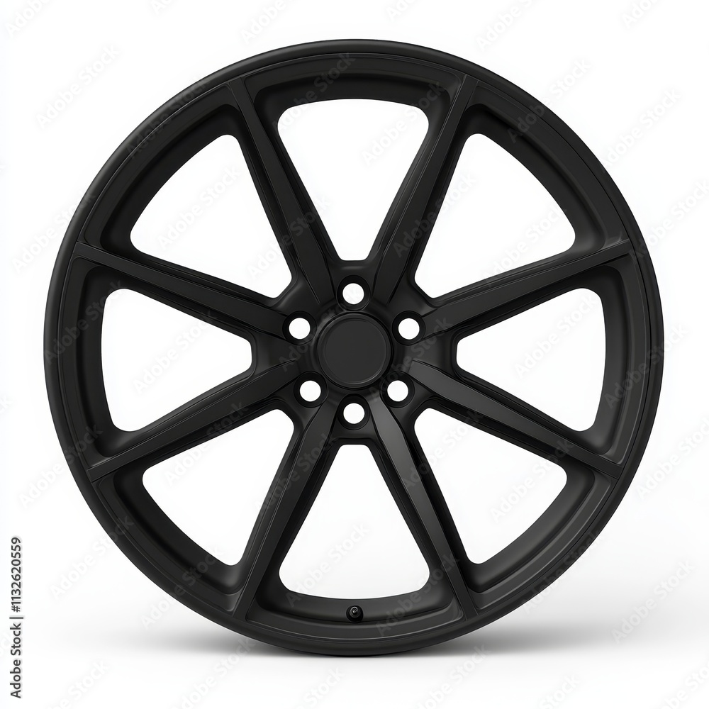 Obraz premium Precision-Engineered Lightweight Forged Wheels with Matte Black Finish on White Background - Photorealistic Rendering