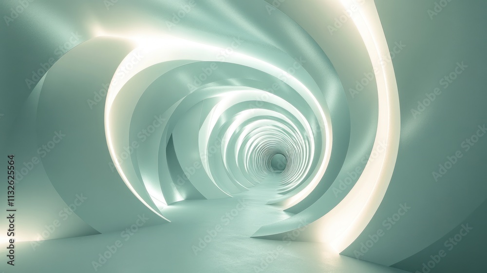 Fototapeta premium Futuristic abstract infinity tunnel with circular layer