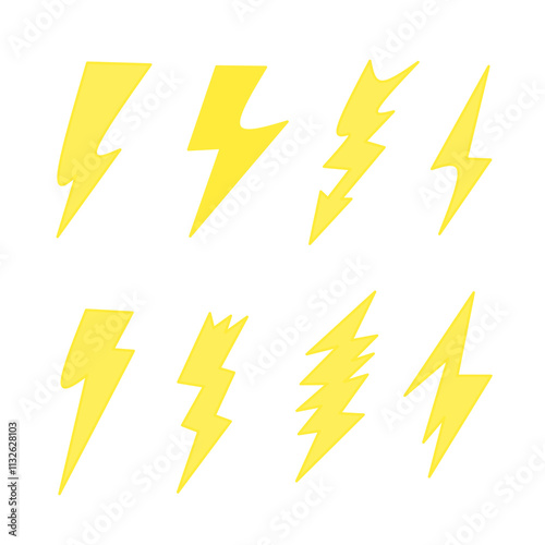 Free Download lightning bolt flat icon set, lightning icon with lightning bolt, electric power symbol - GFXLoad