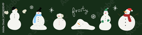 Various Snowman Set vector illustration	
