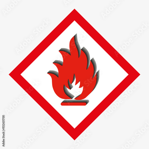Flammable material. Physical hazard signs. Hazard sticker.