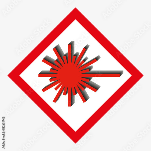 Laser hazardous radiation. Physical hazard signs. Danger sticker.