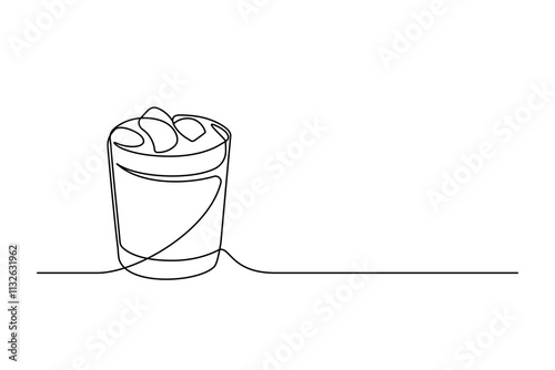 Сontinuous one line drawing of cocktail drink isolated on white background. Cocktail drink thin line. Vector illustration