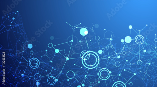 Wallpaper Mural Scientific abstract background. Plexus effect and circles connected by lines. Hand drawn vector. Torontodigital.ca