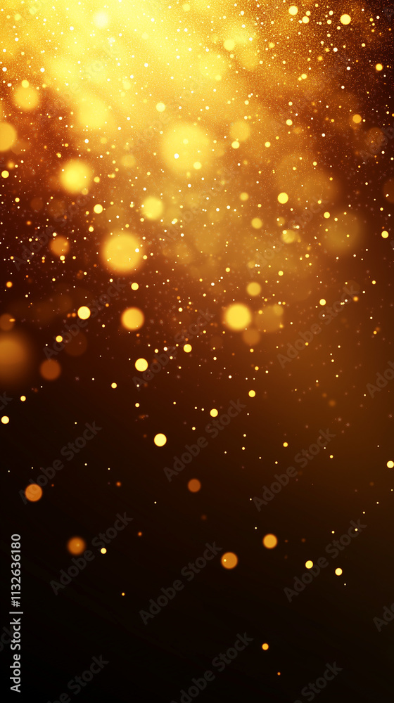 Obraz premium Golden Glow Radiant Light Particles for Luxury Glitter Party Advertising Sparkling Bokeh Warm Light Ray Elegance Brilliance for Premium Event Campaign Dark Background