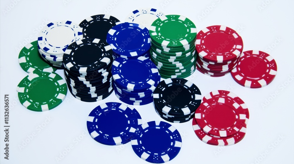 Pile of poker chips in various colors Pile of poker chips in various colors