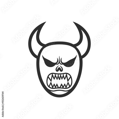 Trend vector logo icon of monster or devil with horns black simple line isolated on white background