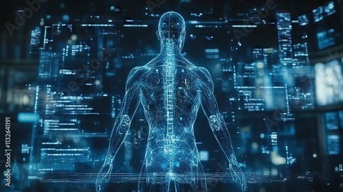 Holographic body with digital spinal anatomy display