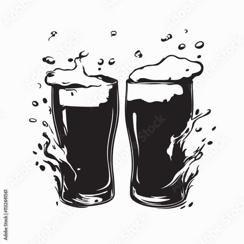  Black Tan Beer Images vector. Black And Tan Beer Stock Vector Illustration on white background