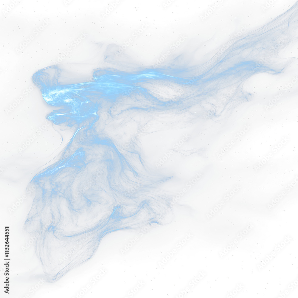 Fototapeta premium Abstract blue smoke wisps against a starry Transparent background.