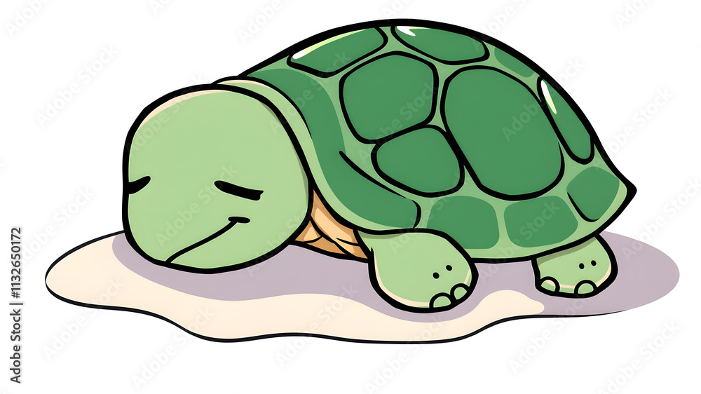Obraz premium Cute Turtle Sleeping Cartoon Vector Icons Illustration. Flat Cartoon Concept. Suitable for any creative project. Generative AI