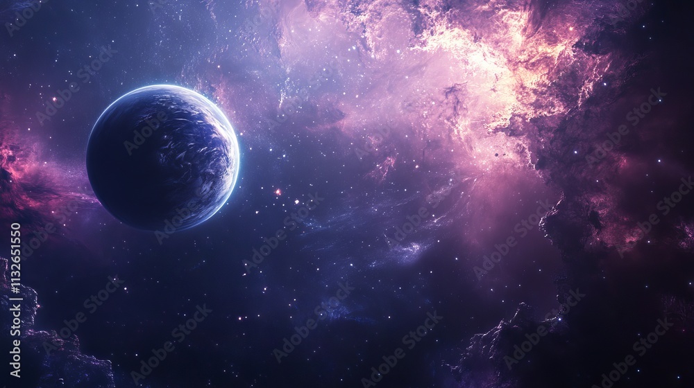 Obraz premium Stunning outer space background featuring nebulae, galaxies, and stars in a vibrant cosmic scene