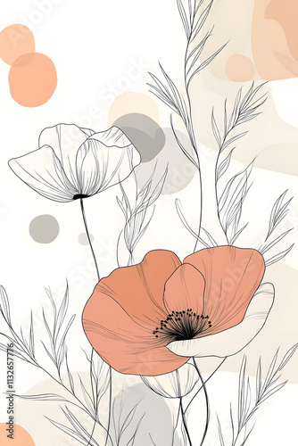 Elegant Floral Composition with Soft Tones and Abstract Backgrounds for Modern Design