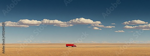 Truck driving on an open highway in New Mexico, USA, symbolizing logistics, transportation, and American trucking industry concepts.