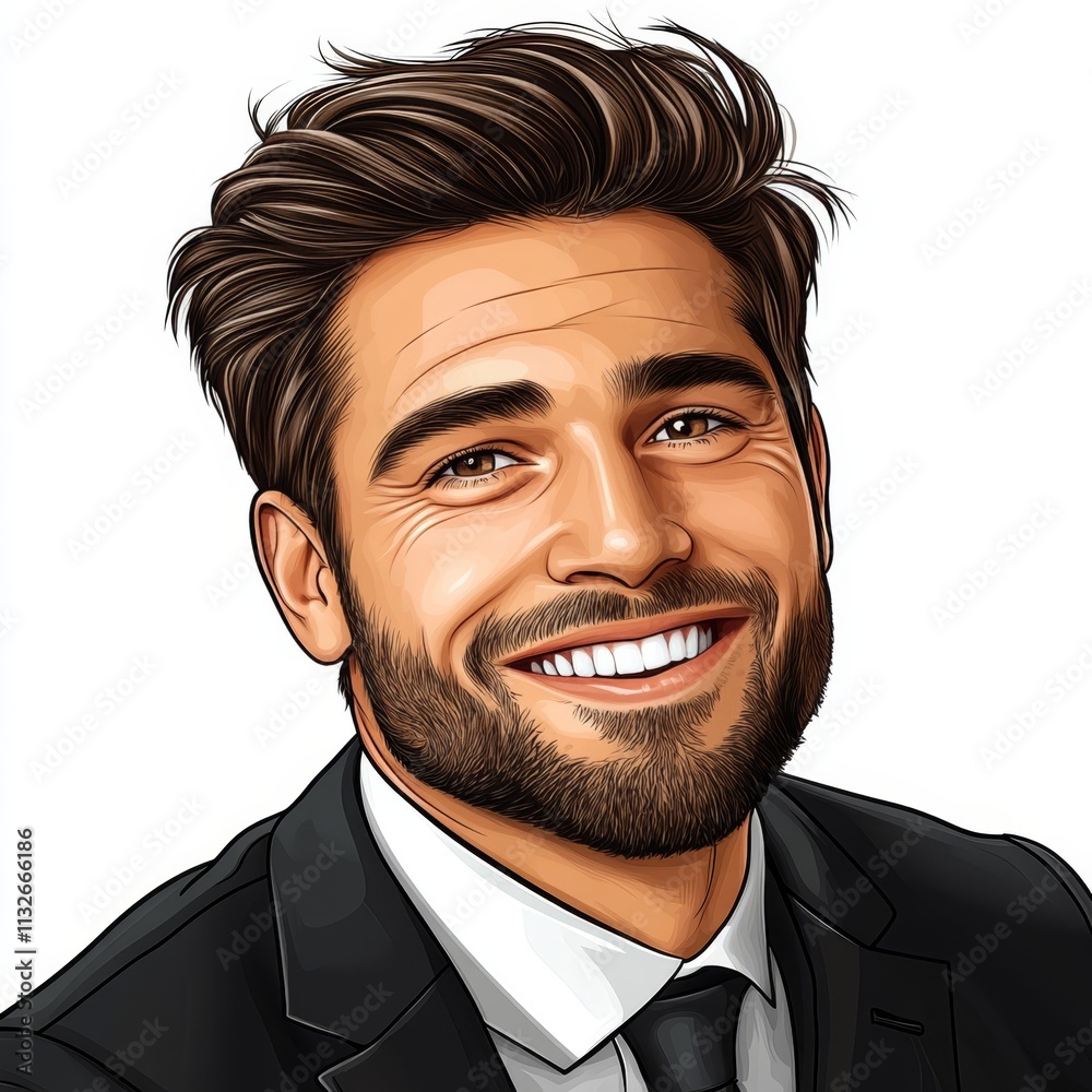 Minimalistic vector illustration of a businessman in a suit, on a white ...