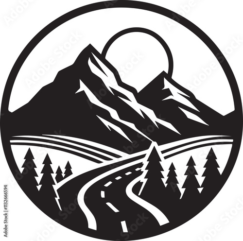 Mountain Silhouette ,Mountain , Road, Tree Silhouette