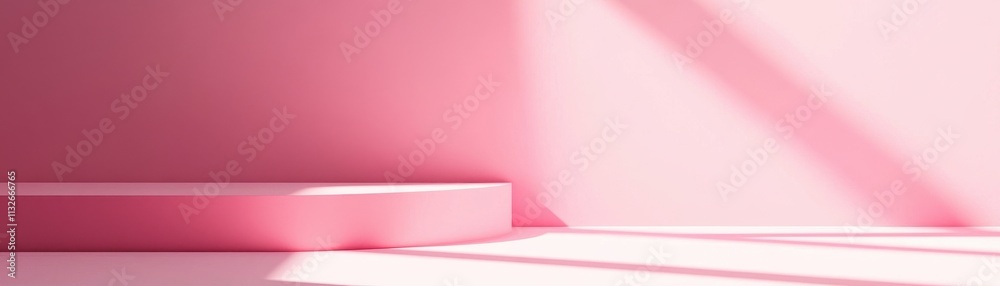 Obraz premium Pink Background with Half Circle Display Platform