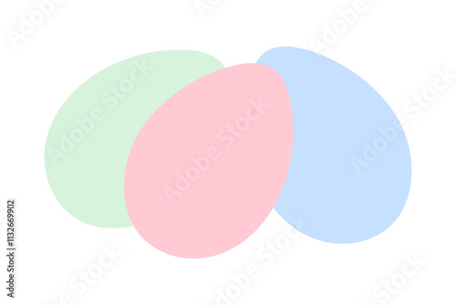 Colorful Easter Eggs Festive composition in trendy soft green, pink, blue. Thematic card design idea