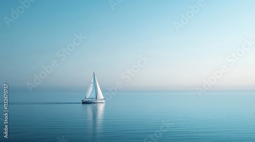 Minimalist Freedom: White Sailboat on Open Water - made with Generative AI