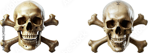 Dual Skull and Crossbones isolated on Transparent and White Background photo