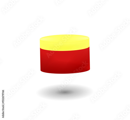 3D Rendered Yellow and Red Cylinder Display Platform
