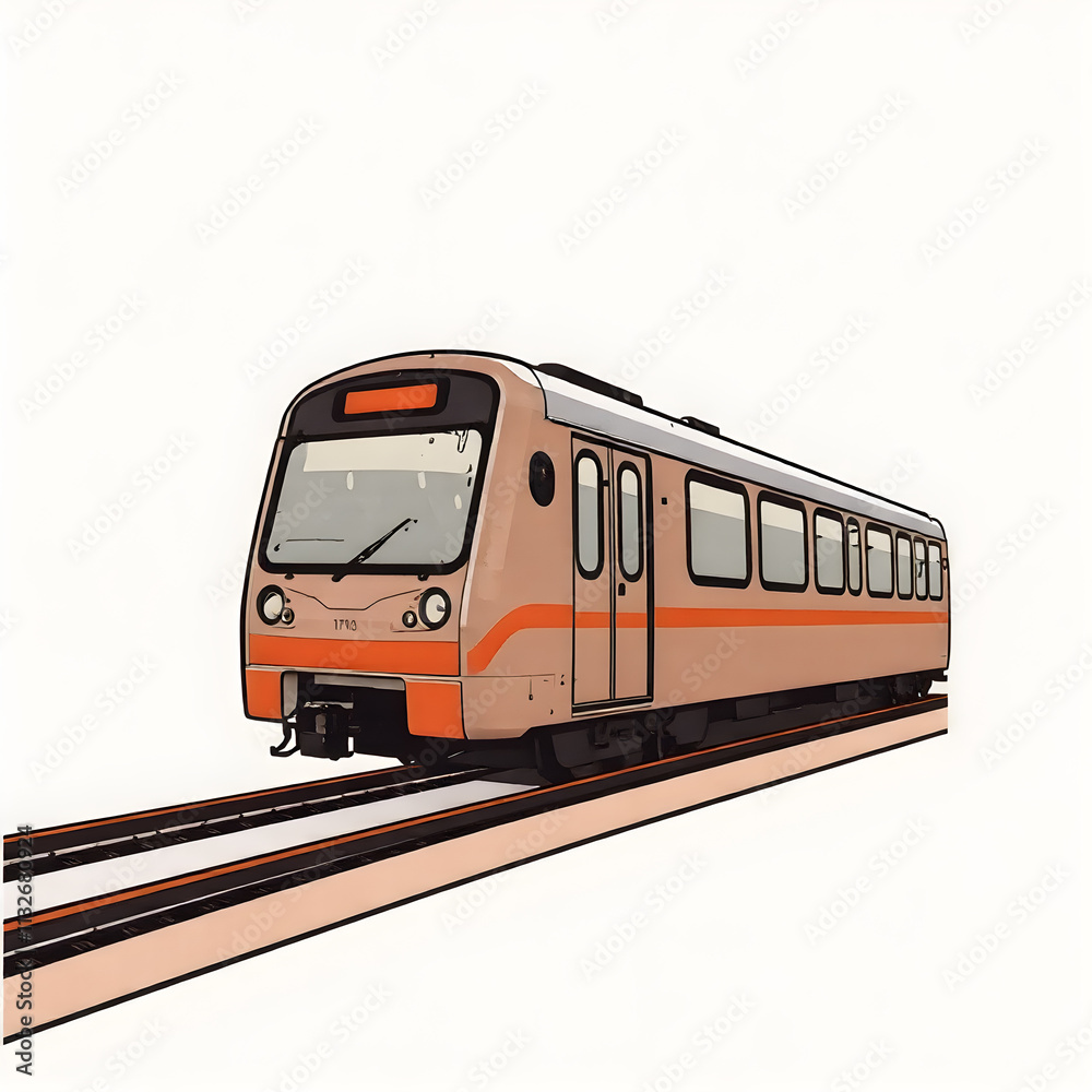 Fototapeta premium Metro train icon illustration on white background. Generative AI