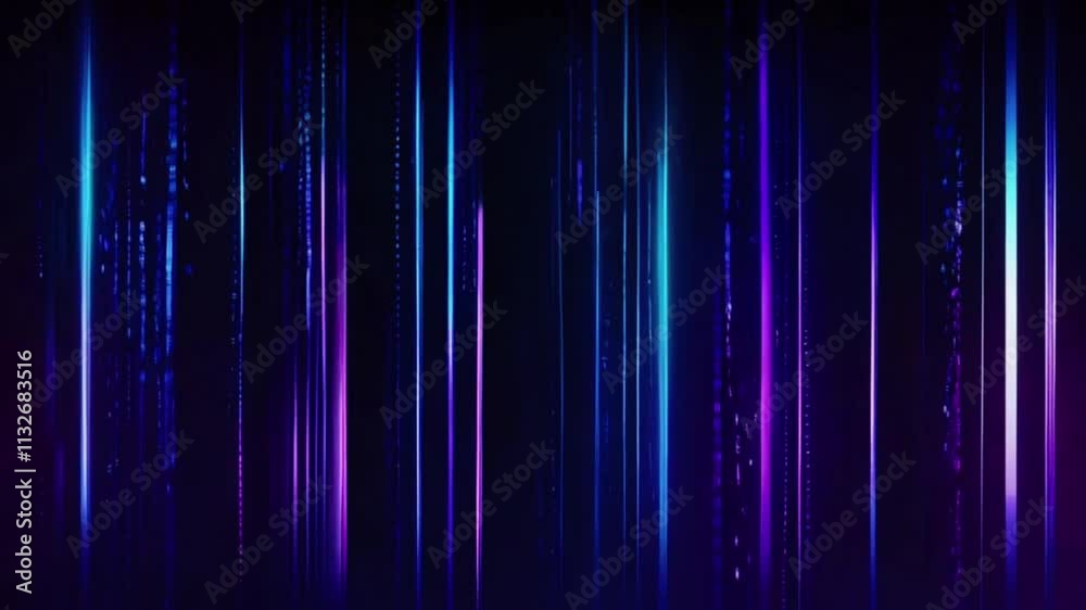 Purple and blue gradient lights arranged in vertical lines with glowing dots, creating an abstract futuristic tech-inspired background with vivid, 4k High-Quality Wallpaper Background Animation Video