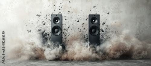 Powerful speakers amidst a dust explosion. photo