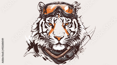 Tiger Head in Biker Helmet with Typography Slogan - Powerful and Edgy Image for Design Projects photo