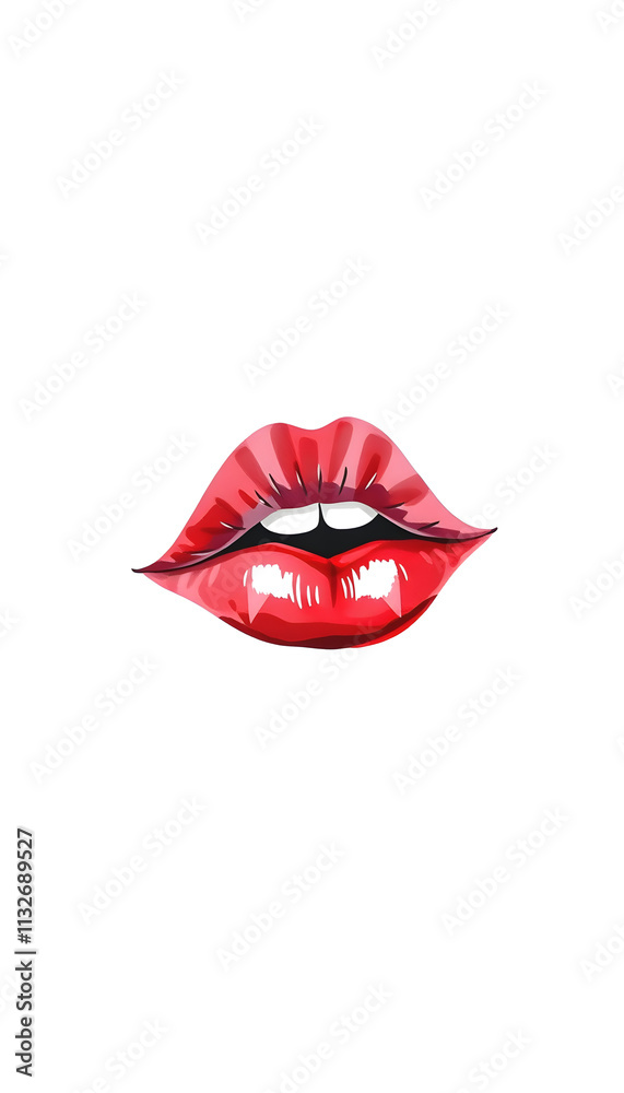 Fototapeta premium Women's lips. Hand drawn watercolor lips isolated on white background. Fashion and beauty illustration. Sexy kiss. Design for beauty salon, make-up studio, makeup artist, meeting website, one line 