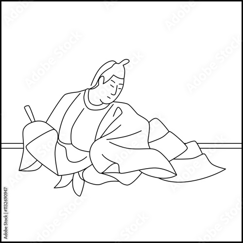 線画正方形百人一首　権中納言定頼