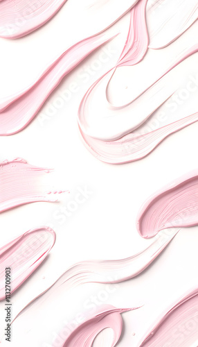 pastel background with a pattern of cosmetic cream strokes, the concept of beauty or skin care, comic art, with white tones