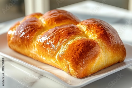  A loaf of traditional Portuguese broa bread with a rustic appearance. photo