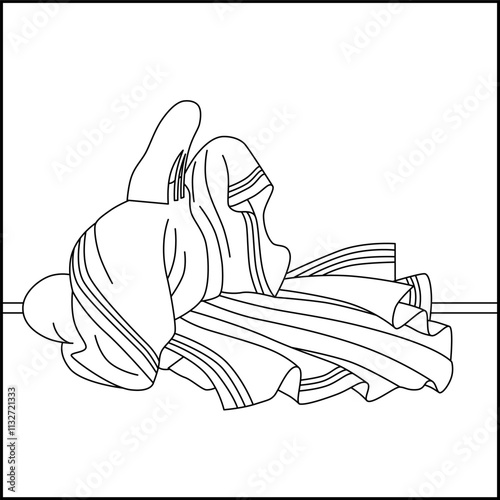 線画正方形百人一首　周防内侍