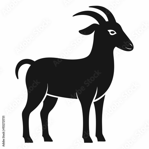 Minimalist goat black silhouette icon vector art illustration photo