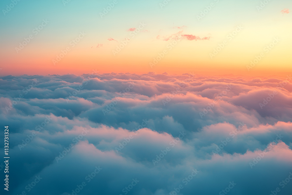 Obraz premium flight over the clouds. splendid dawn of the sun
