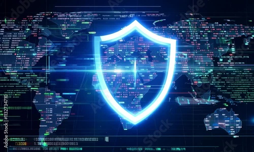 Corporate Cybersecurity Dashboard Animation: Live Threat Updates, Glowing Firewalls & Data Protection Shields