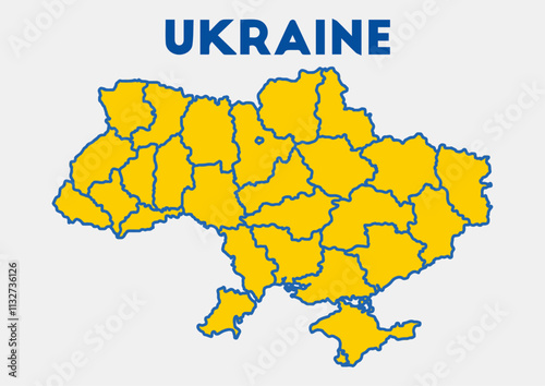 Vector colorful Ukraine map, Ukrainian regions, borders map drawing