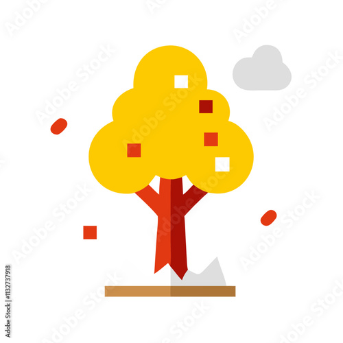Simple line drawing of a tree with leaves, symbolizing nature and growth.Vector icon with tree crown for eco-friendly projects, landscaping and for Earth Day holiday