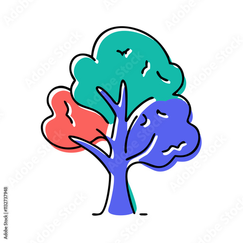 Simple line drawing of a tree with leaves, symbolizing nature and growth.Vector icon with tree crown for eco-friendly projects, landscaping and for Earth Day holiday