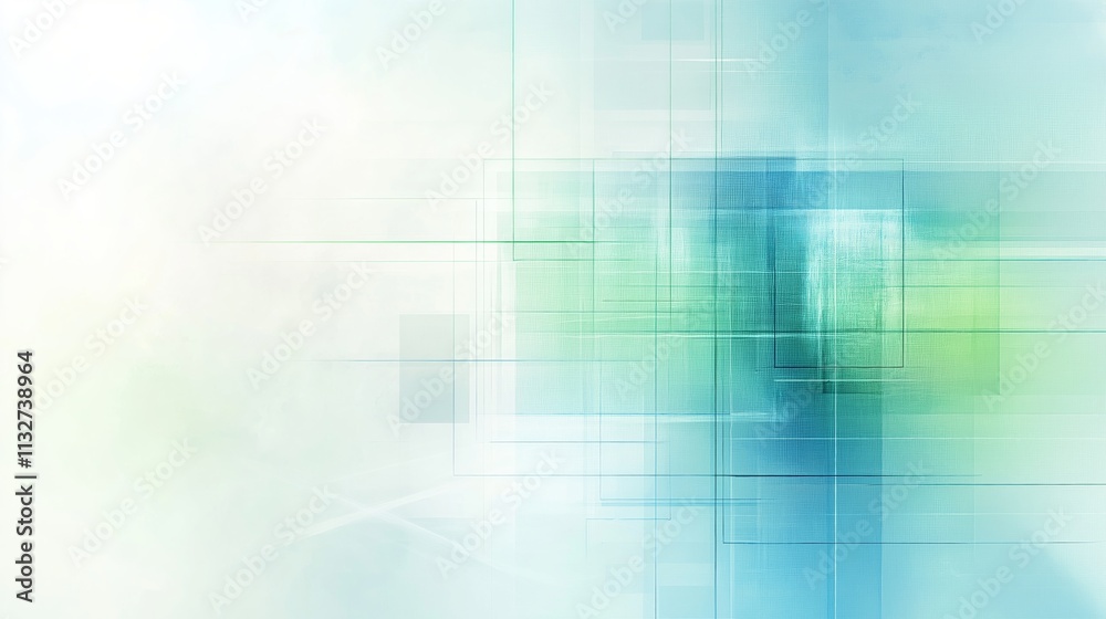 Obraz premium Abstract blue and green geometric patterns in a soft background setting