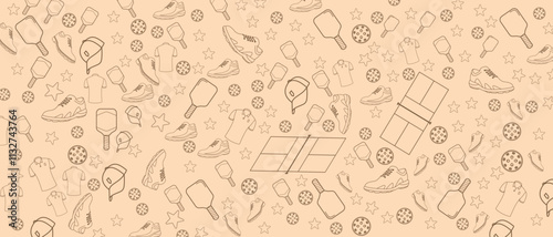 Doodle sports background, pickleball design, editable vector eps 10.