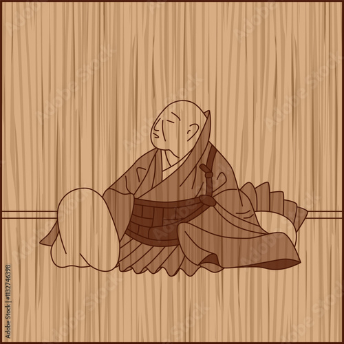 木彫り風正方形百人一首　良暹法師