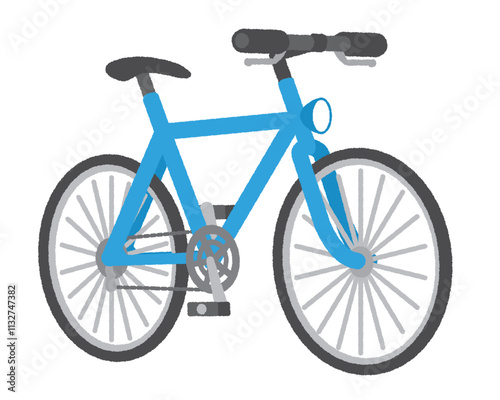 自転車（クロスバイク）のイラスト〜青