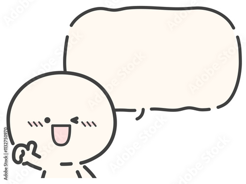 吹き出しフレームといいねのサインのかわいい人物のベクターイラスト素材01