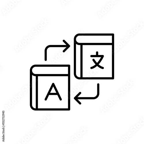 Linguistic book outline icons, minimalist vector illustration ,simple transparent graphic element .Isolated on white background