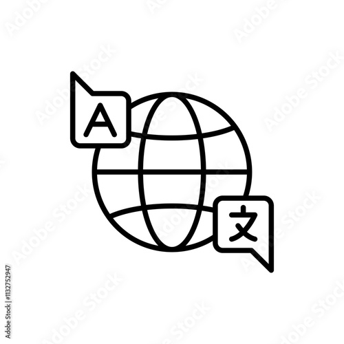 Linguistic outline icons, minimalist vector illustration ,simple transparent graphic element .Isolated on white background